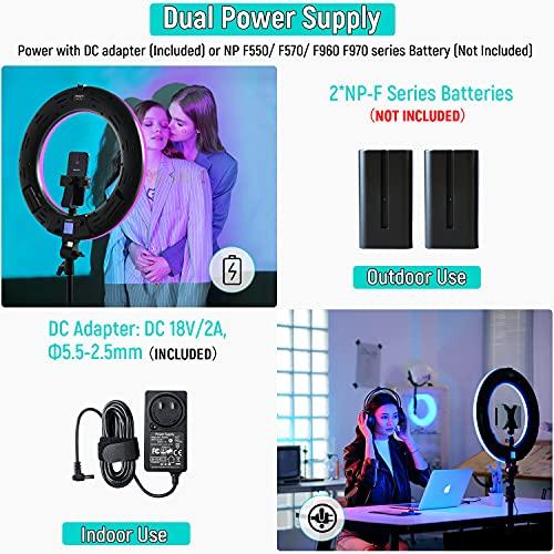 weeylite Weeylite 18 inch RGB Ring Light, App Control RGB Light Ring with Stand and Phone Holder/Remoter/Ipad Holder, Dimmable 2500K8500K CRI 95+ LED Circle Selfie Light for TikTok Selfie Liver Stream Makeup