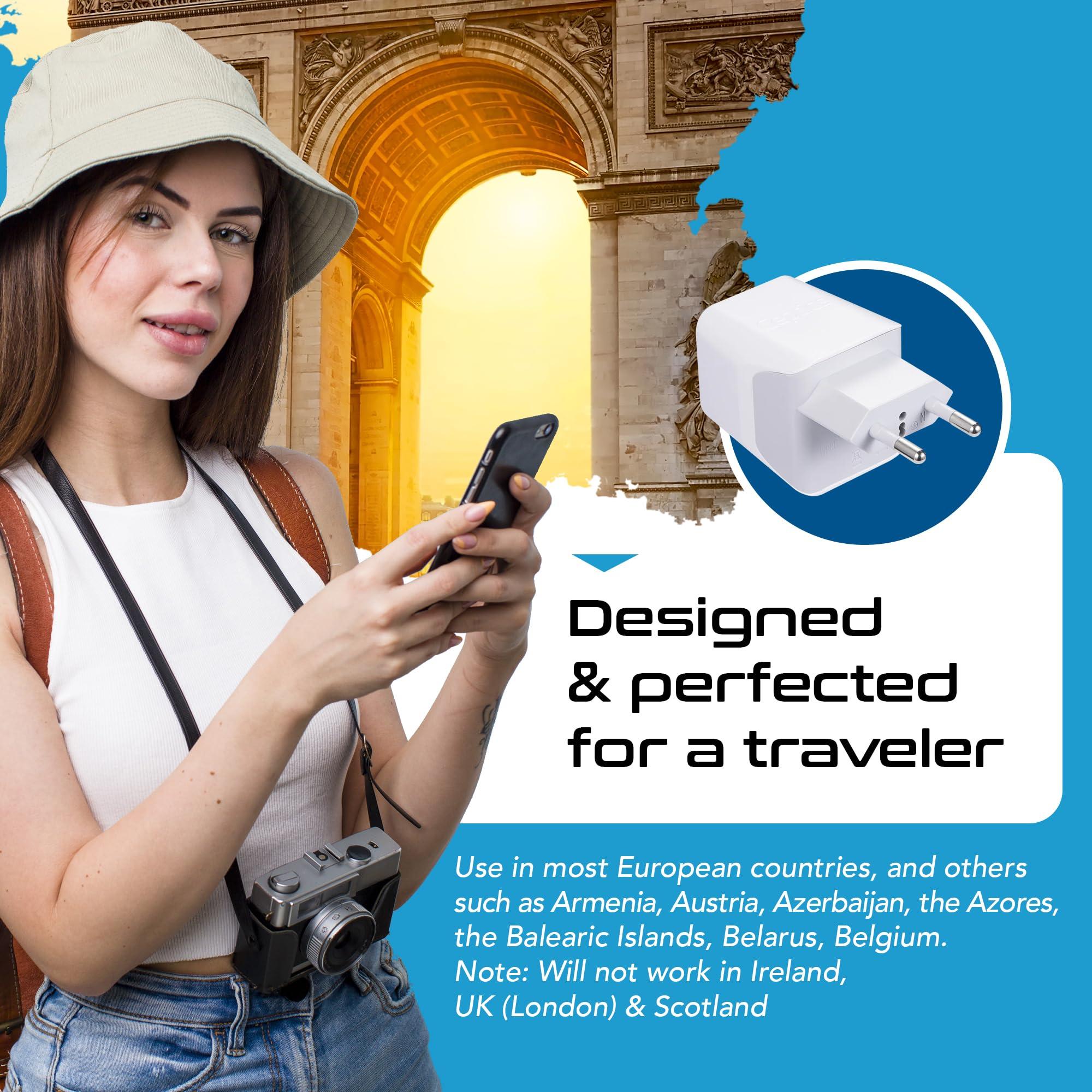 Ceptics Ceptics Italy, Europe Travel Adapter Plug Set - 2 Pack - with 2 USB + USA Socket Input - Type L and Type C - Ultra Compact - Safe Grounded Perfect for Cell Phones, Laptops, Camera Chargers