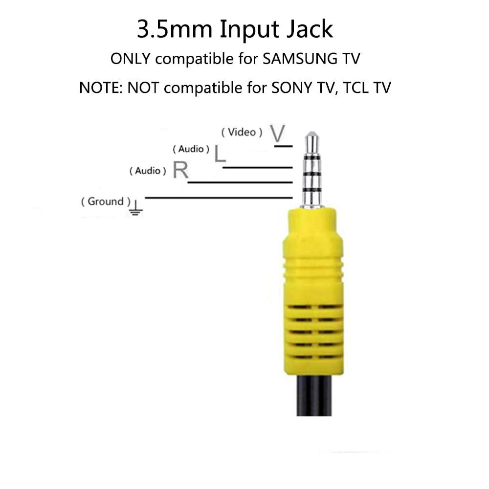 AILTECK Audio Video AV Composite Adapter Cable Replacement for Samsung TV, 3 RCA to 3.5mm AV Input Adapter