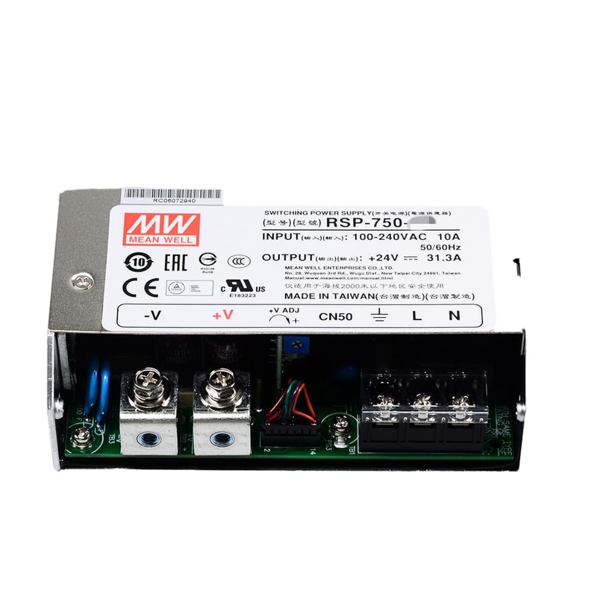 MEANWNVV Mean Well RSP 750W Switching Power Supply AC/DC Single Output RSP-750-5 5V 100A Slim Type Enclosed Power Supply Driver Transformer with PFC Function