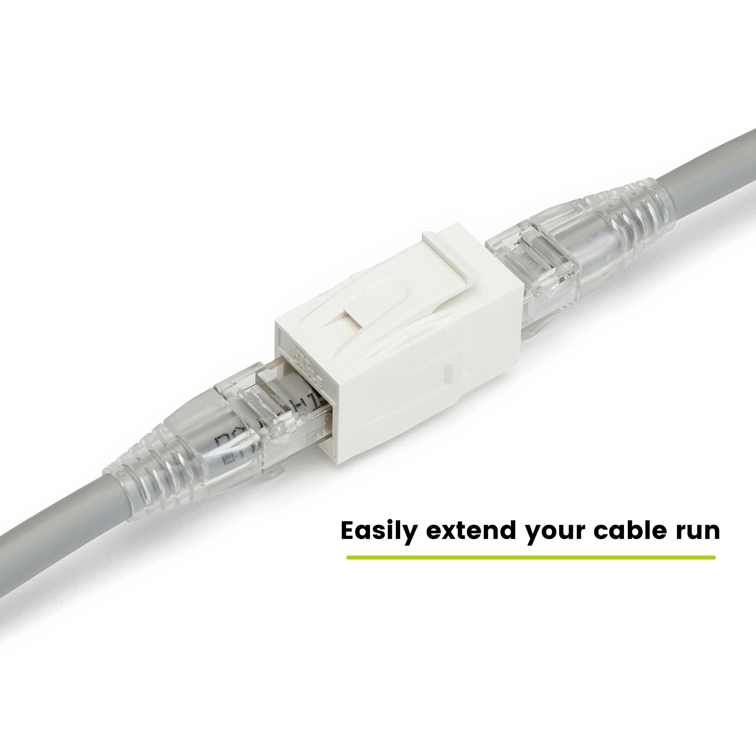 TRUE CABLE trueCABLE Cat6 Keystone Jack Coupler, Unshielded (UTP), PoE++ (4PPoE), UL Listed, ETL Verified, ANSI/TIA 568-2.D Cat 6 Performance Compliant, Female to Female RJ45 Couplers, White, 6 Pack