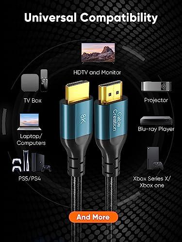 CableCreation CableCreation 8K HDMI Cable 10ft, HDMI Cable for PS4 (48Gbps, 8K@60Hz) - 10 Feet, eARC HDMI Cable, eARC HDR HDCP 2.2 2.3