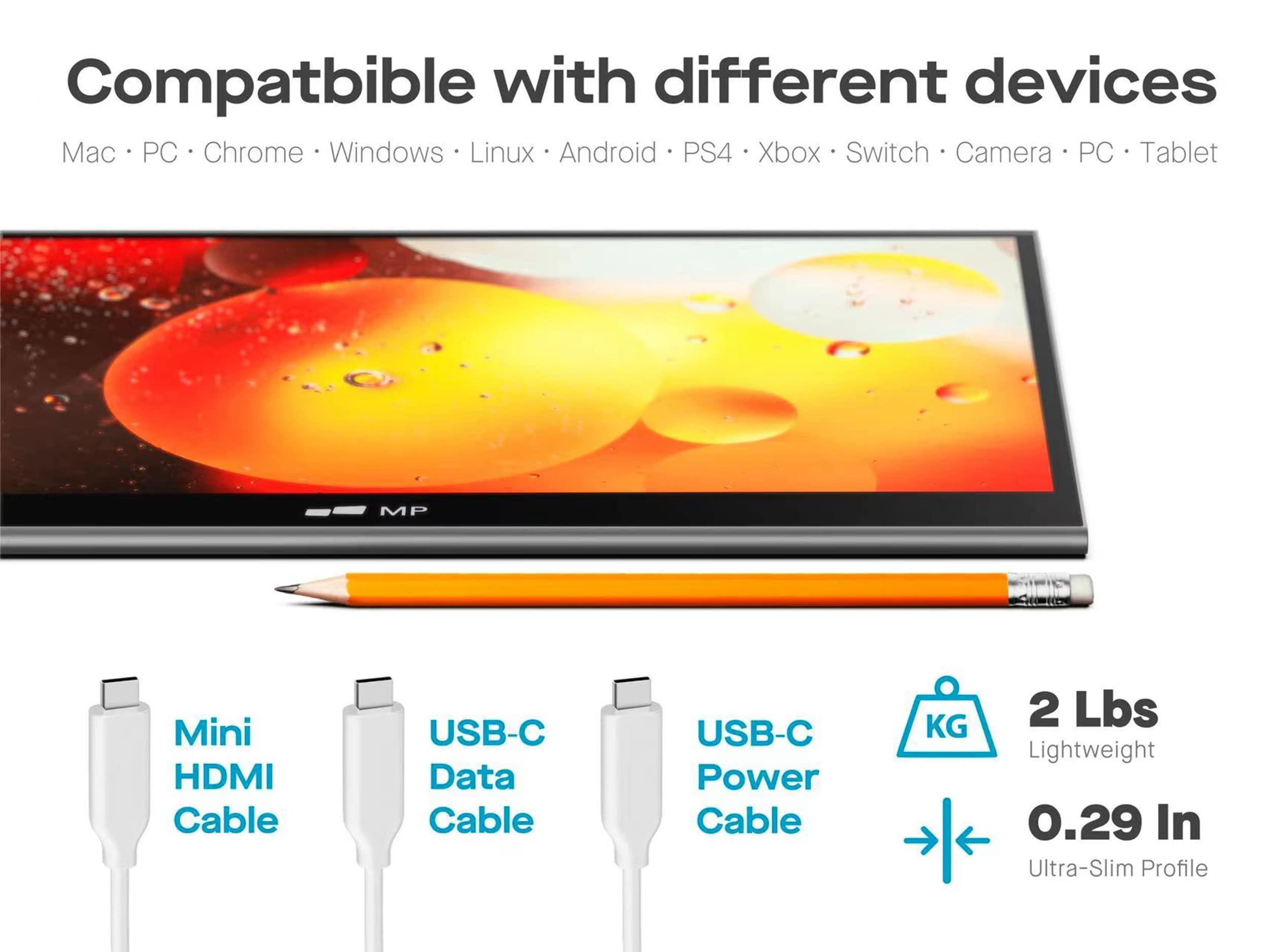 MP Portable monitor- Mobile Pixels Glance Pro 15.6" OLED Touchscreen monitor 1MS FHD 1080P 100% DCI-P3 100000:1 laptop monitor ,HDMI USB C with Dual Speaker and Battery for Laptop/PC/Table Android/Camera