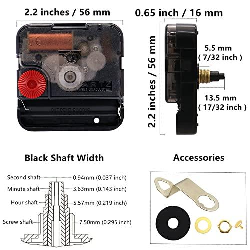 TIKROUND TIKROUND Youngtown 12888 Movement for Clock Repair Replacement 13.5mm (17/32 inch) Shaft Length 5.5mm (7/32 inch) Thread Length.(Black Shaft)
