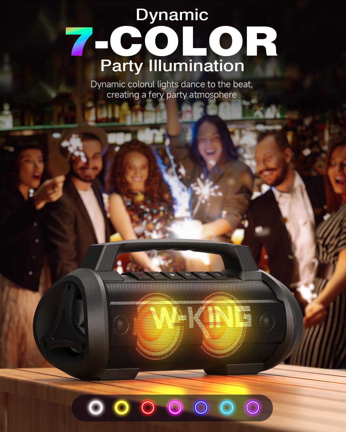 W-KING W-KING Portable Speakers Bluetooth Wireless, 120W Peak 70W Loud Bluetooth Speaker Waterproof Outdoor, Deep Bass/2* Subwoofer/DSP/EQ/42H Playtime/IPX6/RGB Lights/MAC-in/Power Bank, Large Party Boombox