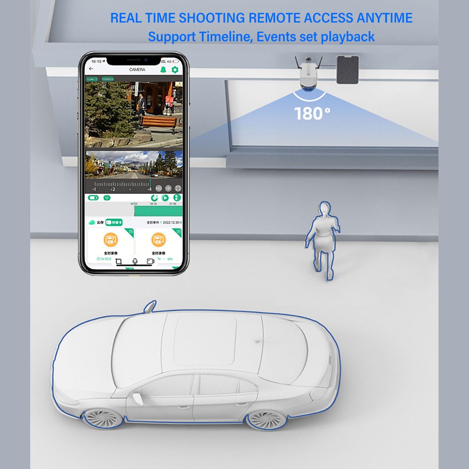 Heayzoki Heayzoki Solar Security Camera, 4K 8MP Dual Lens Full Color Night Motion Detection 4G Network Surveillance Camera with 180 Video Screen, Human Shape Recognition, Solar Panel, IP66