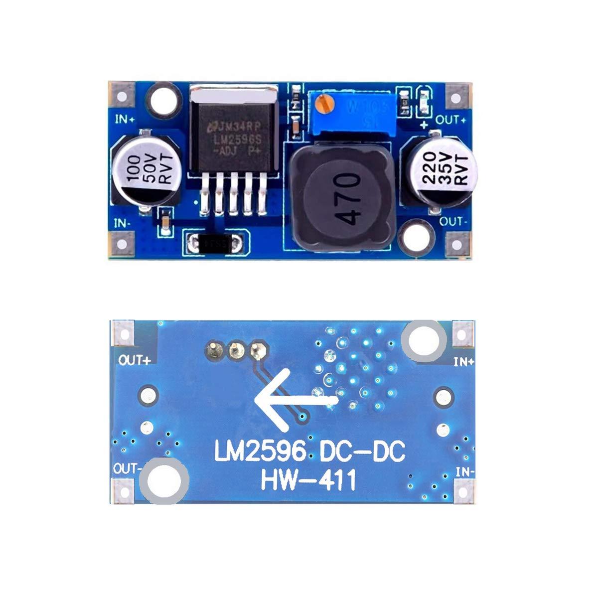 DaFuRui Dafurui 10 Pack LM2596 DC-DC Adjustable Buck Converter 3.0-40V to 1.5-35V Power Supply Step Down Voltage Regulator Module