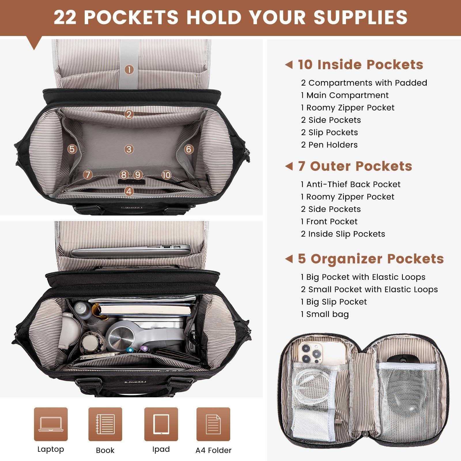 LOVEVOOK LOVEVOOK Laptop Backpack, Travel Bag with 17.3 inch Laptop Compartment, Water Resistant Teacher Nurse Doctor Work Bag, Anti-theft Daypack, Black