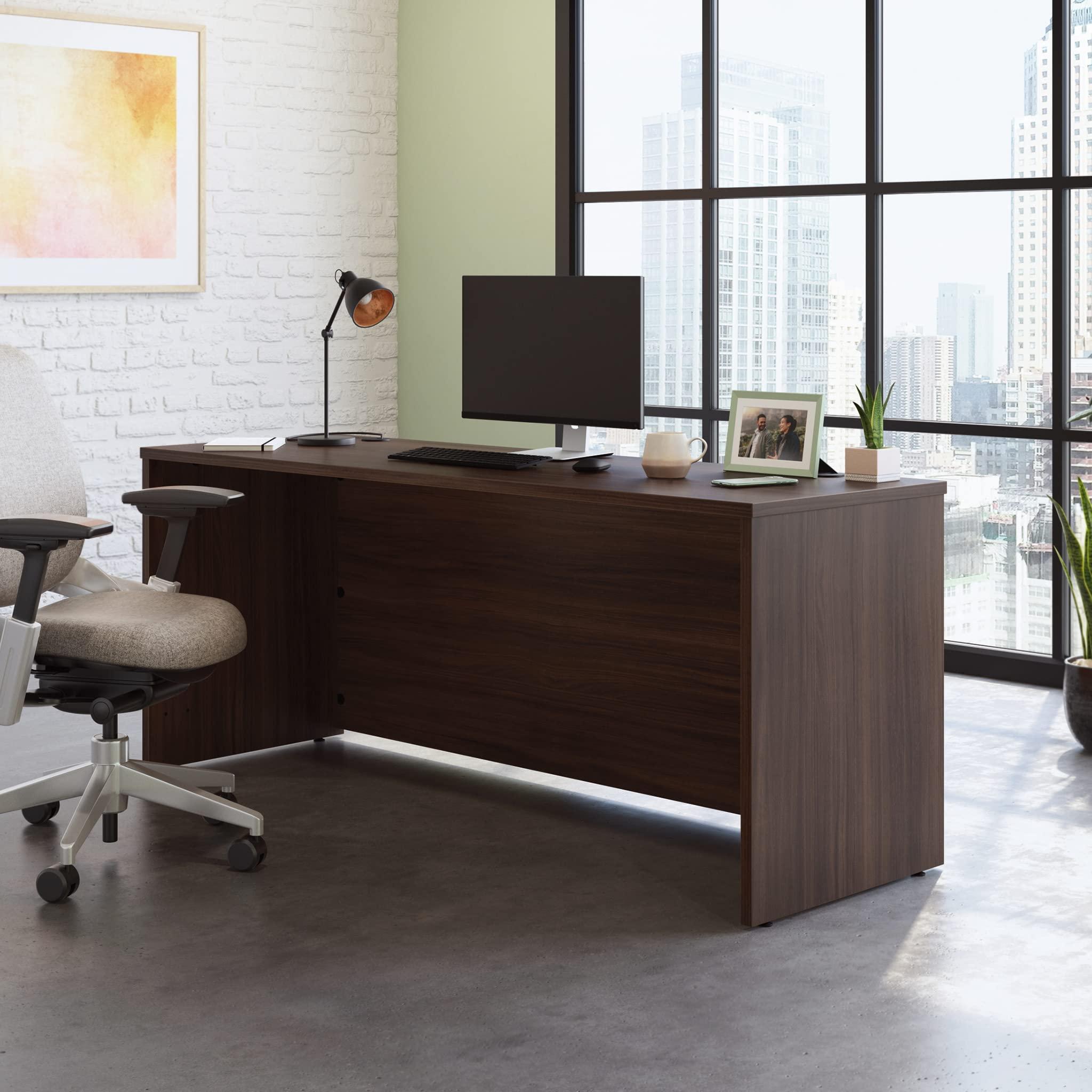 Sauder OfficeWorks by Sauder Affirm 72 X 24 Desk Shell/cred/Return, Noble Elm Finish