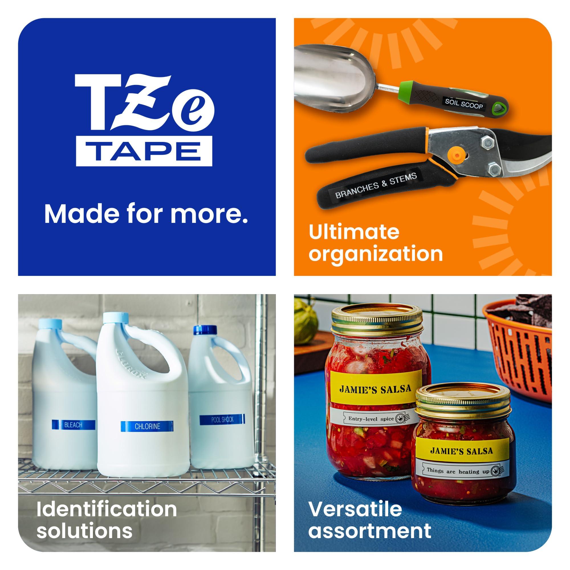 Brother Brother Genuine P-Touch, TZe-6312Pk Laminated Label Tape, " (12mm) x 26.2" (8M), Black on Yellow, Pack Of 2-Pack