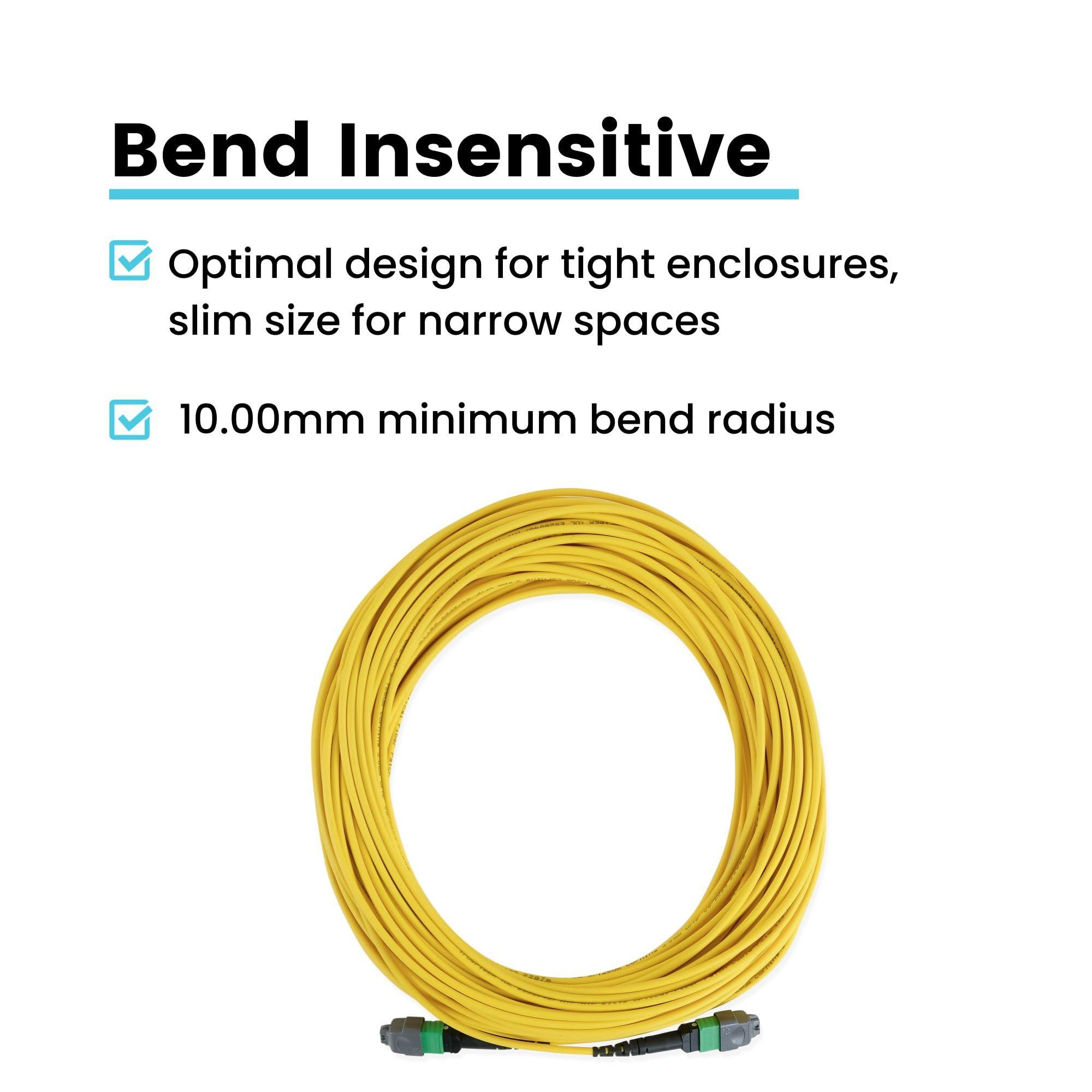 TRUE CABLE trueCABLE MTP/MPO Elite APC OS2 SM 12F Unpinned (F) Type B Polarity Plenum (OFNP) QSFP28 40/100/400G UL Listed Fiber Patch Cable, 15m (49.21ft), 1pc