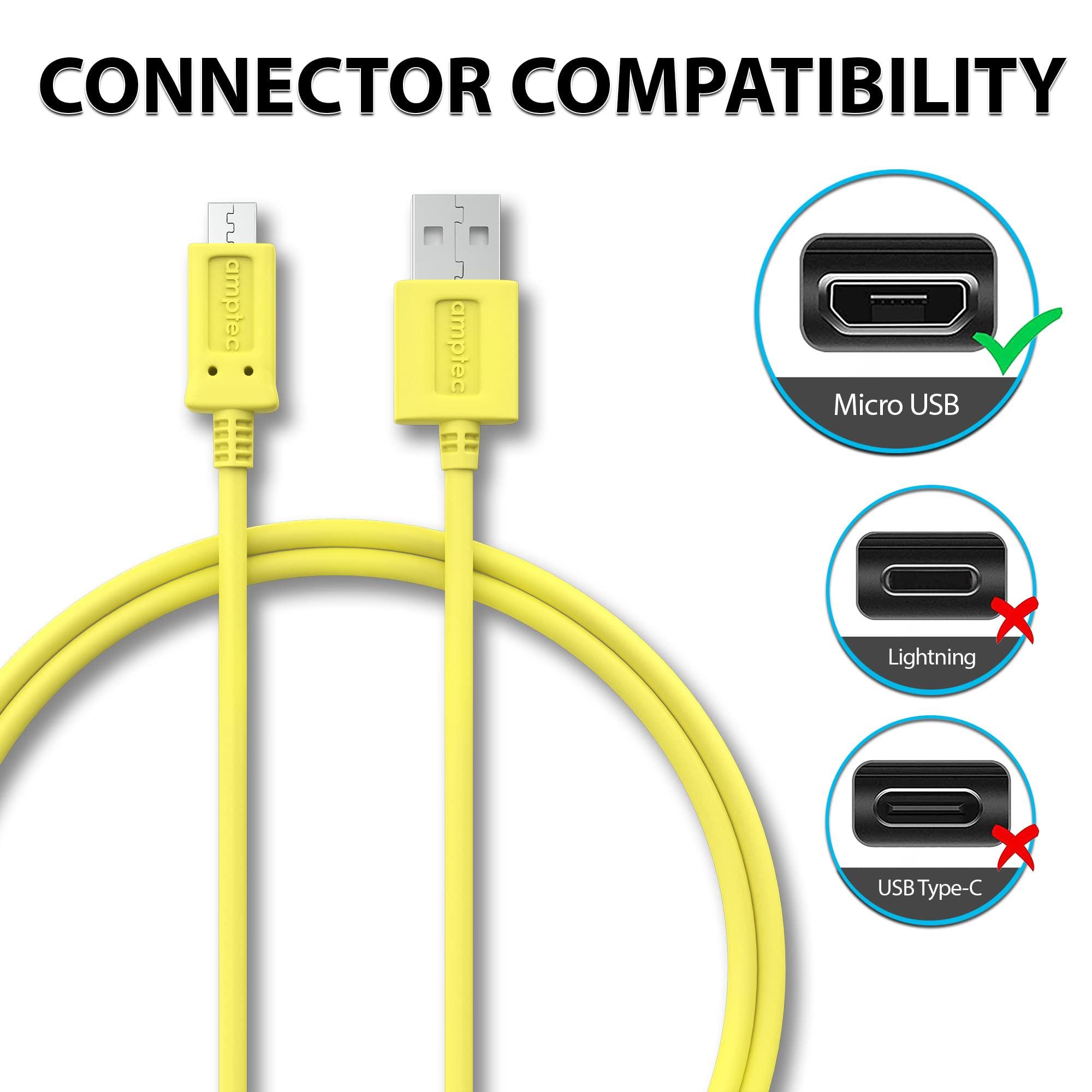 Amptec Replacement Charger Cable for Kindle - Micro USB Connection - USB Charging Cable - Supports Kindle E-Readers, Kindle, Paperwhite, Oasis, Fire 7 Tablet, Fire HD Tablet with Micro USB Port (1 Pack)
