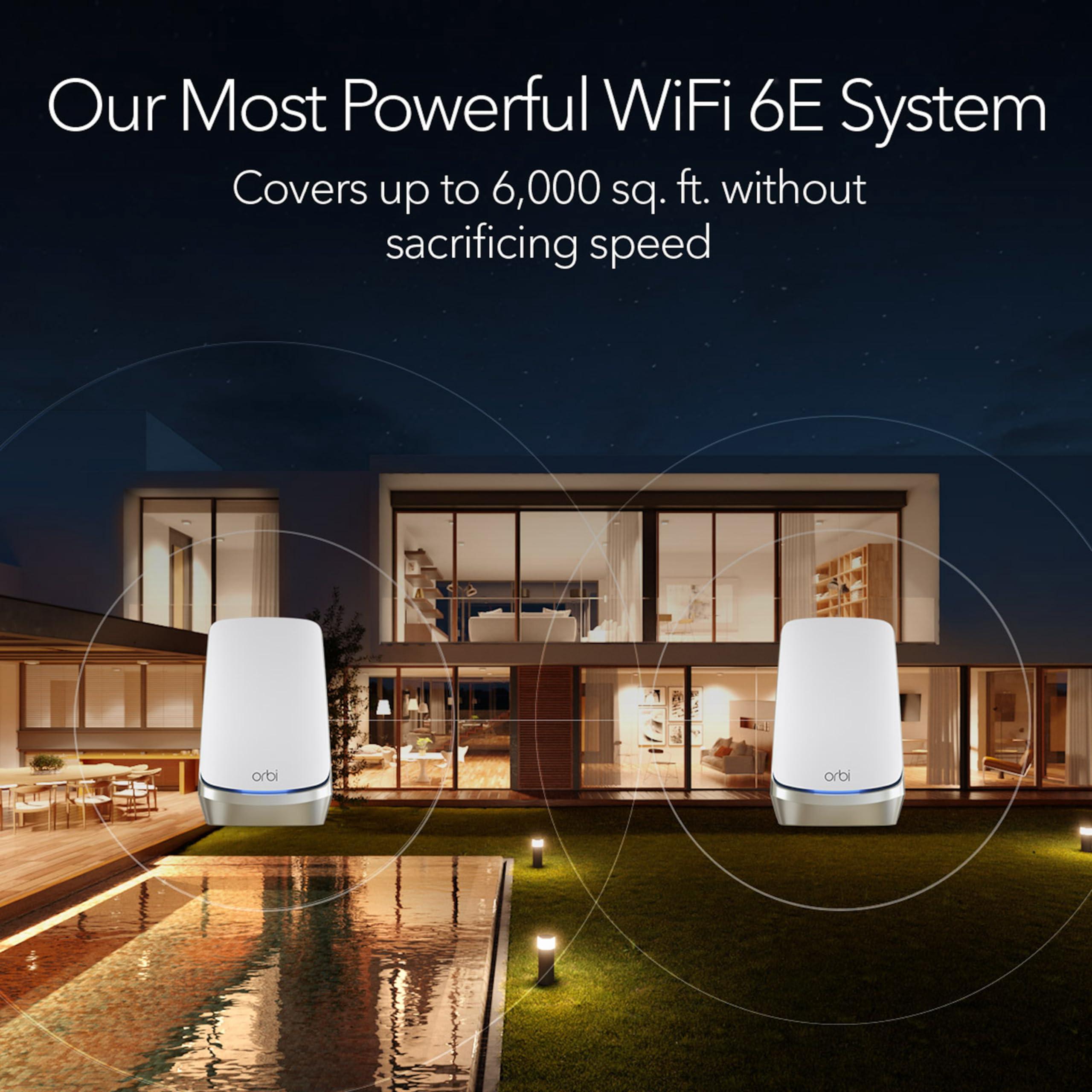 NETGEAR NETGEAR Orbi Quad-Band WiFi 6E Mesh System (RBKE962), Router with 1 Satellite Extender, 10.8Gbps Speed, Coverage up to 6,000 sq. ft, 200 Devices, 10 Gig Internet Port, AXE11000 802.11 AXE
