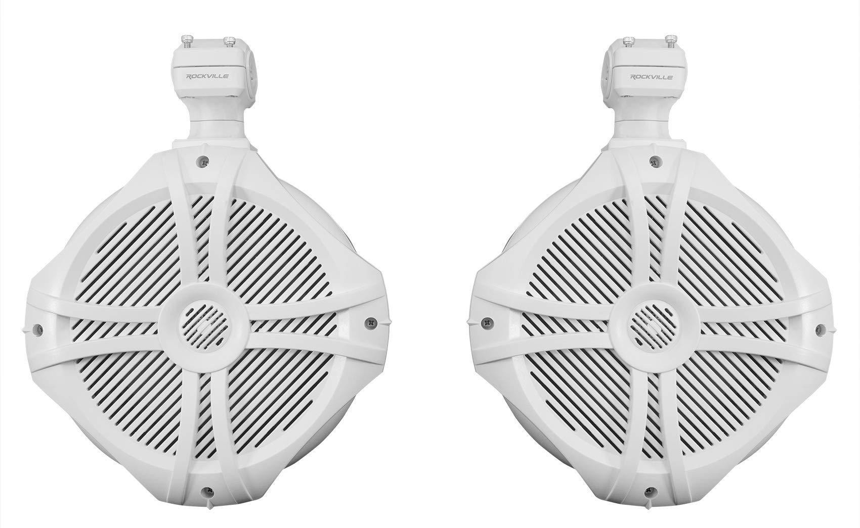 Rockville Rockville (8) RWB90W White 8" 300w Marine Wakeboard 360 Swivel Tower Speakers
