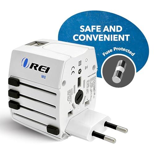 OREI OREI World Travel Plug Adapter - 2 USB + 1 Universal Outlets - Slots for Europe, Asia, China, Japan, Africa - Perfect for Cell Phones, Tablets, Cameras and More