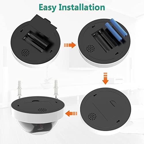 WALI WALI Dummy Fake Security CCTV Dome Camera with Flashing Red LED Light with Security Alert Sticker Decals (SDW-4), 4 Packs, White