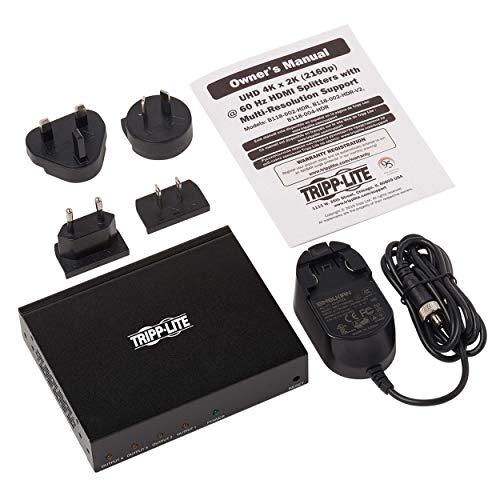 Tripp Lite Tripp Lite HDMI Splitter, 1 in 4 Out Splitter, 4 Port HDMI Splitter, 4K @ 60 Hz, 4:4:4, Multi-Resolution Support, HDR, HDCP 2.2, TAA (B118-004-HDR), 15 Feet