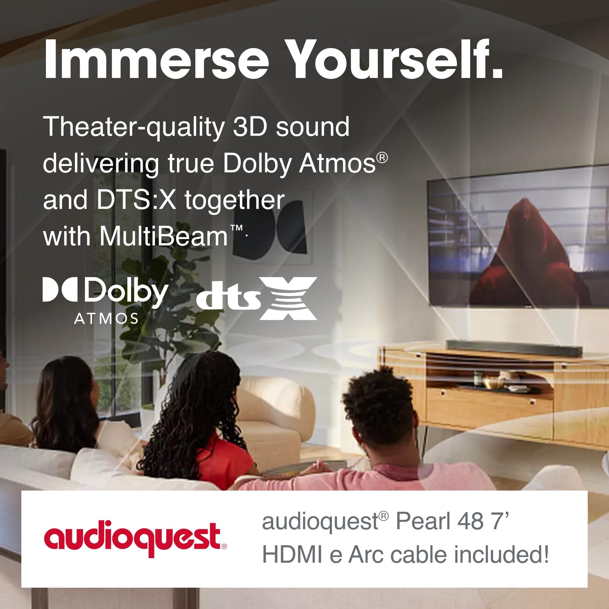 JBL JBL Bar 1000 All-in-One Soundbar with Detachable Surround Speakers, MultiBeam, Dolby Atmos & DTS:X (Black) + AudioQuest Pearl 48 HDMI Cables