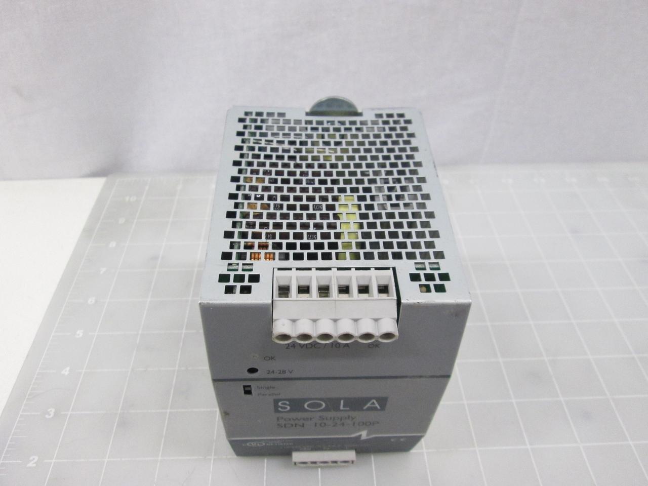 Sola SOLA-HD SDN10-24-100P Power Supply; 24VDC@10A; 115/230VAC In; Enclosed; DIN Rail; Industrial; SDN Series