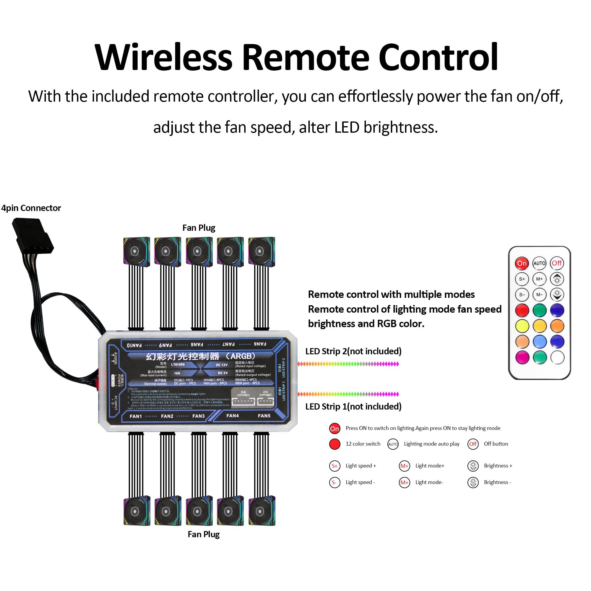 PANO-MOUNTS PANO-MOUNTS 120mm Infinity Mirror RGB Computer Fans 12V 6Pin Gaming PC LED CPU Case Cooler Chassis Quiet Fans with Adjustable Color Controlled by Remote 3-Pack Black