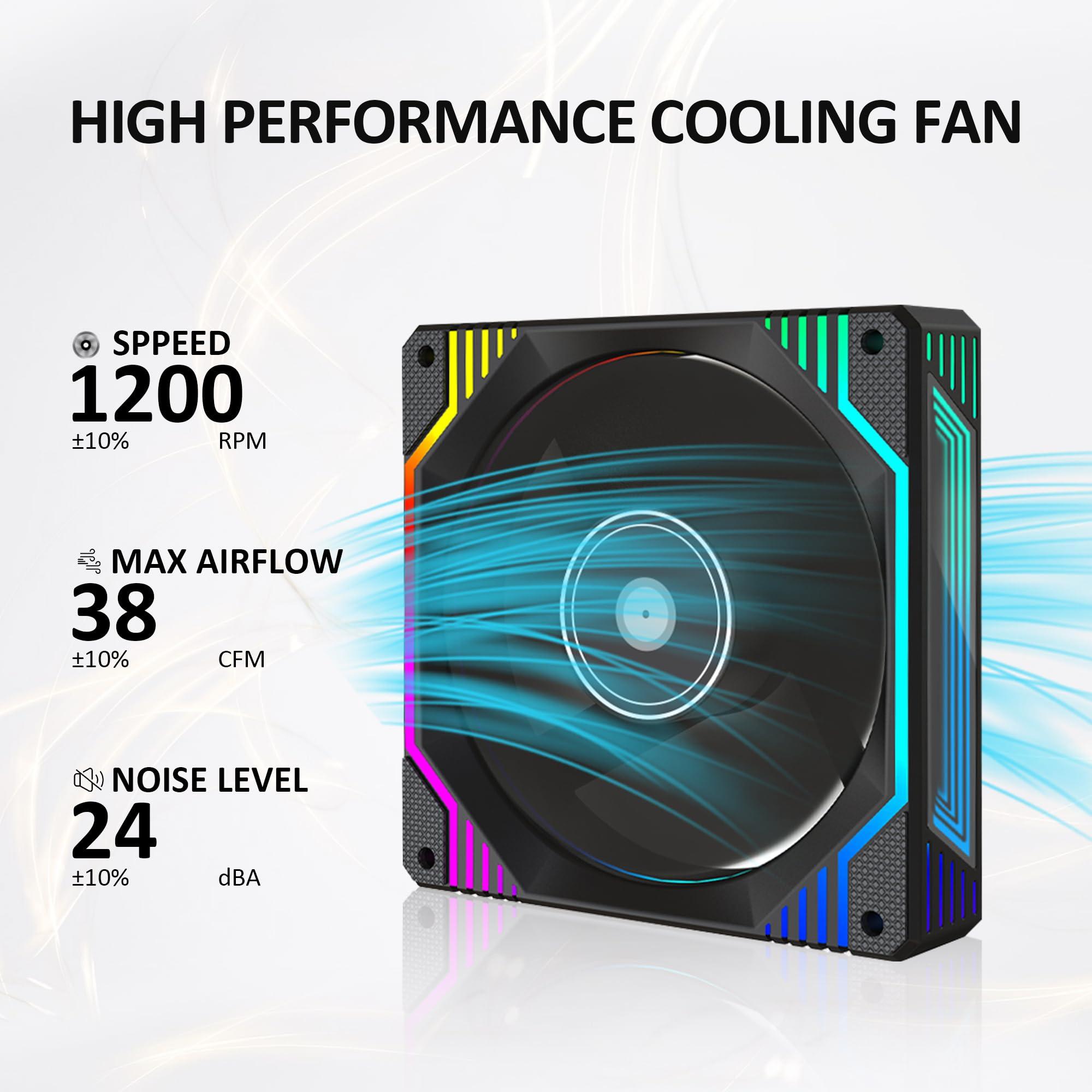 PANO-MOUNTS PANO-MOUNTS 120mm Infinity Mirror RGB Computer Fans 12V 6Pin Gaming PC LED CPU Case Cooler Chassis Quiet Fans with Adjustable Color Controlled by Remote 3-Pack Black