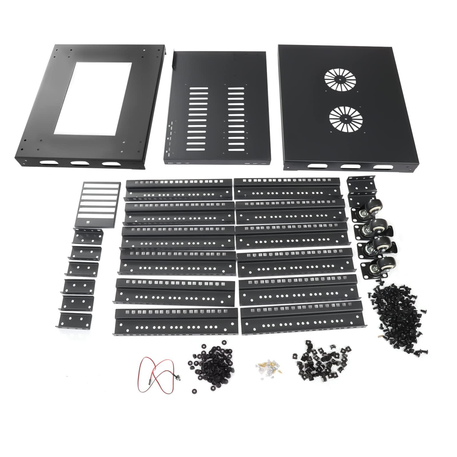 Tiardocge 18U Open Frame Server Rack, 4 Post Adjustable Mobile, Free Standing Rolling Network/Computer Equipment Data Rack for Servers and Networking AV Equipment