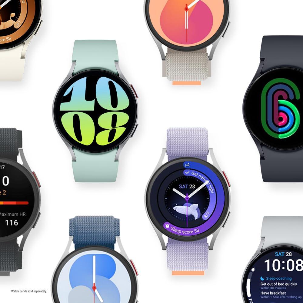 SAMSUNG Samsung Galaxy Watch 6 44mm Bluetooth Smartwatch, Fitness Tracker, Personalized HR Zones, Advanced Sleep Coaching, Heart Monitor, BIA Sensor for Health Wellness Insights, Big Screen, US Version Silver