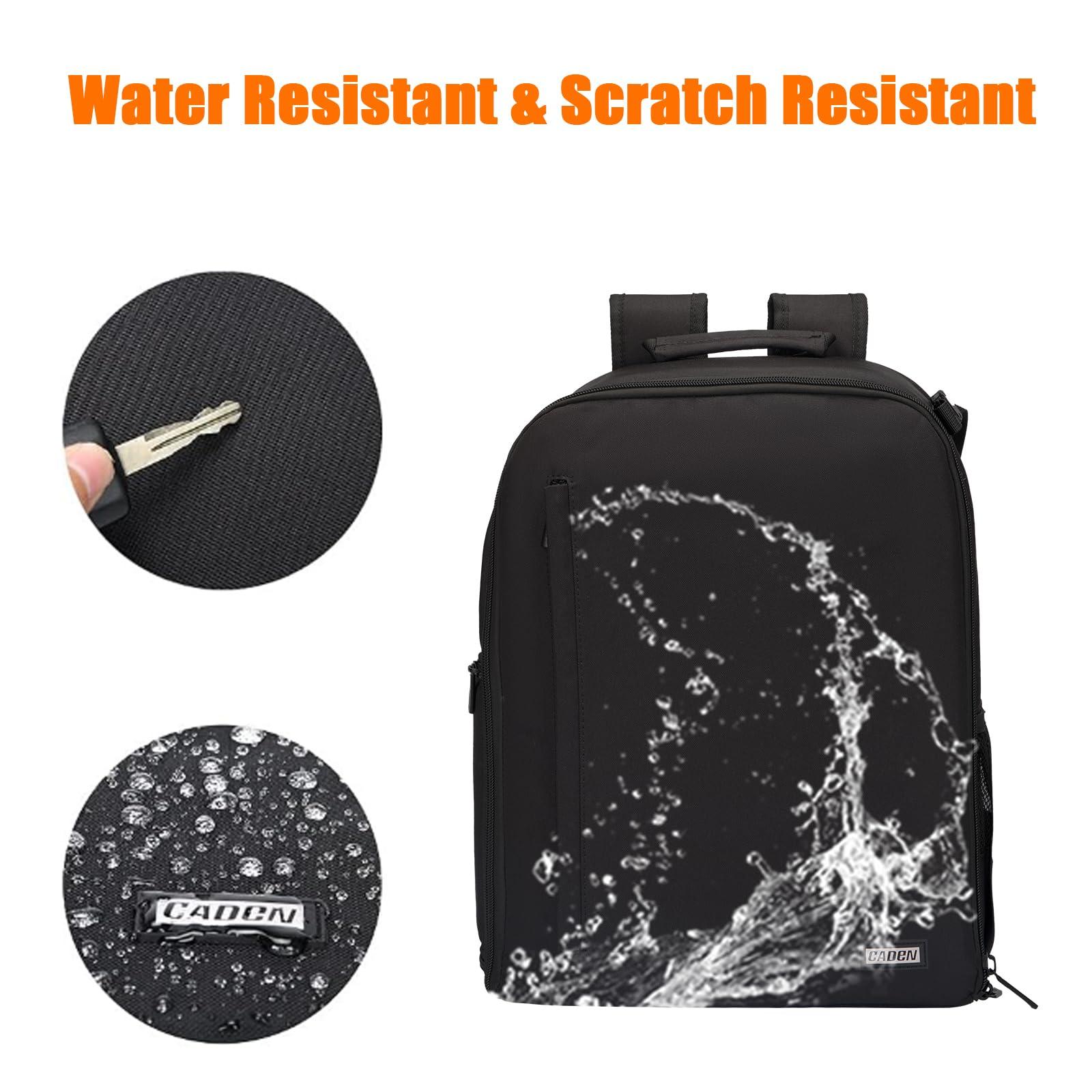 CADeN CADeN Camera Backpack Bag with Laptop Compartment 15.6" for DSLR/SLR Mirrorless Camera Waterproof, Camera Case Compatible for Sony Canon Nikon Camera and Lens Tripod Accessories Black