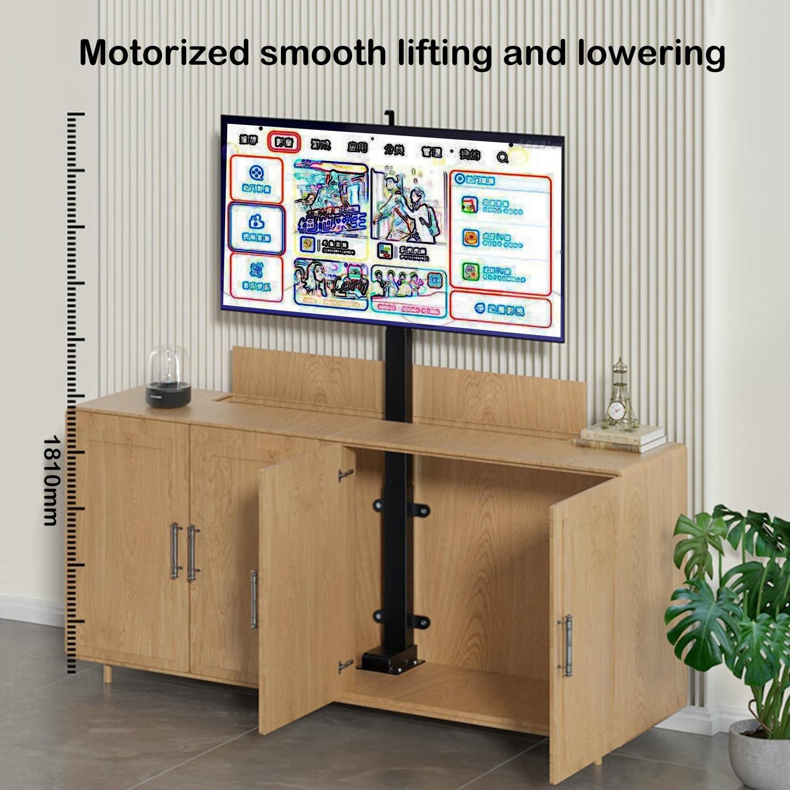 POLGDW Can Be Hidden in A Cabinet TV Motorized Lift - for 26-75 Inch TVs, Motorized Tv Mount with Remote Control and Memory Setting, with Load 60kg/132lbs