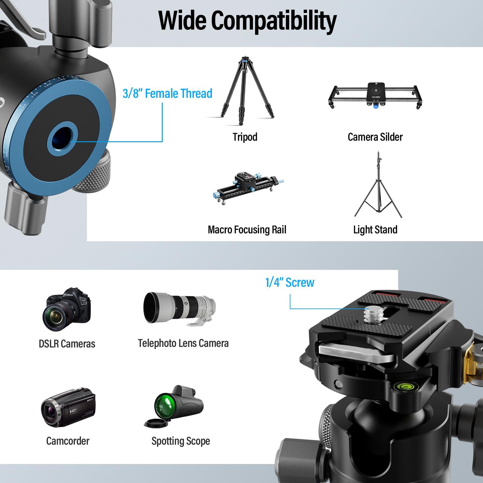 Sirui SIRUI Ball Head for Tripod, 29mm Low Profile Ball Head KS-10, 360 Panoramic Aluminium Alloy Tripod Head for DSLR Camera, Camcorder, Ball Head for Tripod, Monopod, Camera Slider, Max Load 15KG