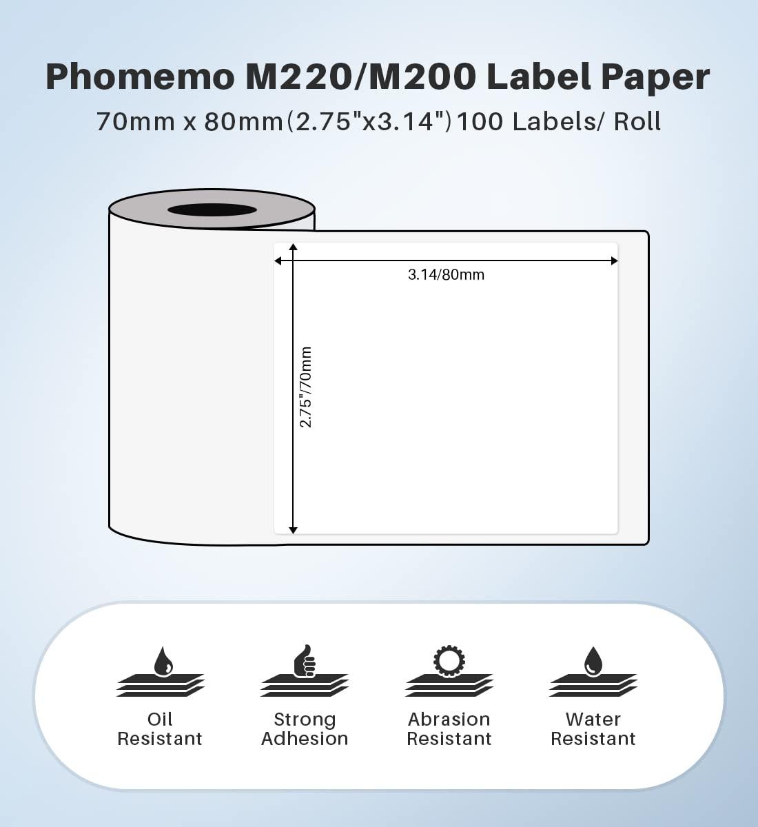 Phomemo Phomemo M250 Label Maker, 3 Inch Thermal Label Maker, Portable Barcode Label with Tape, 3 Rolls 2.75" X 3.14" Thermal Labels