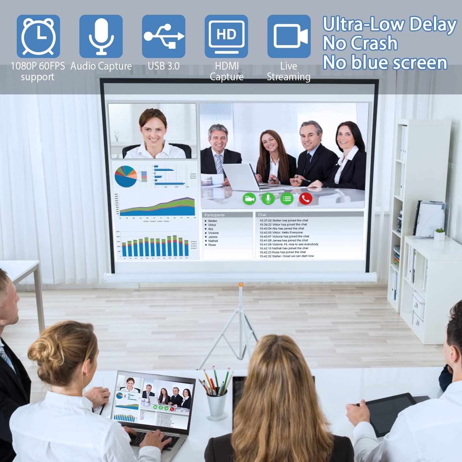 Guermok Guermok Video Capture Card, USB3.0 HDMI to USB C Audio Capture Card, 4K 1080P 60FPS Capture with Type-C Adapter Devices for Gaming Live Streaming, Video Recorder, Windows Mac OS System OBS Zoom