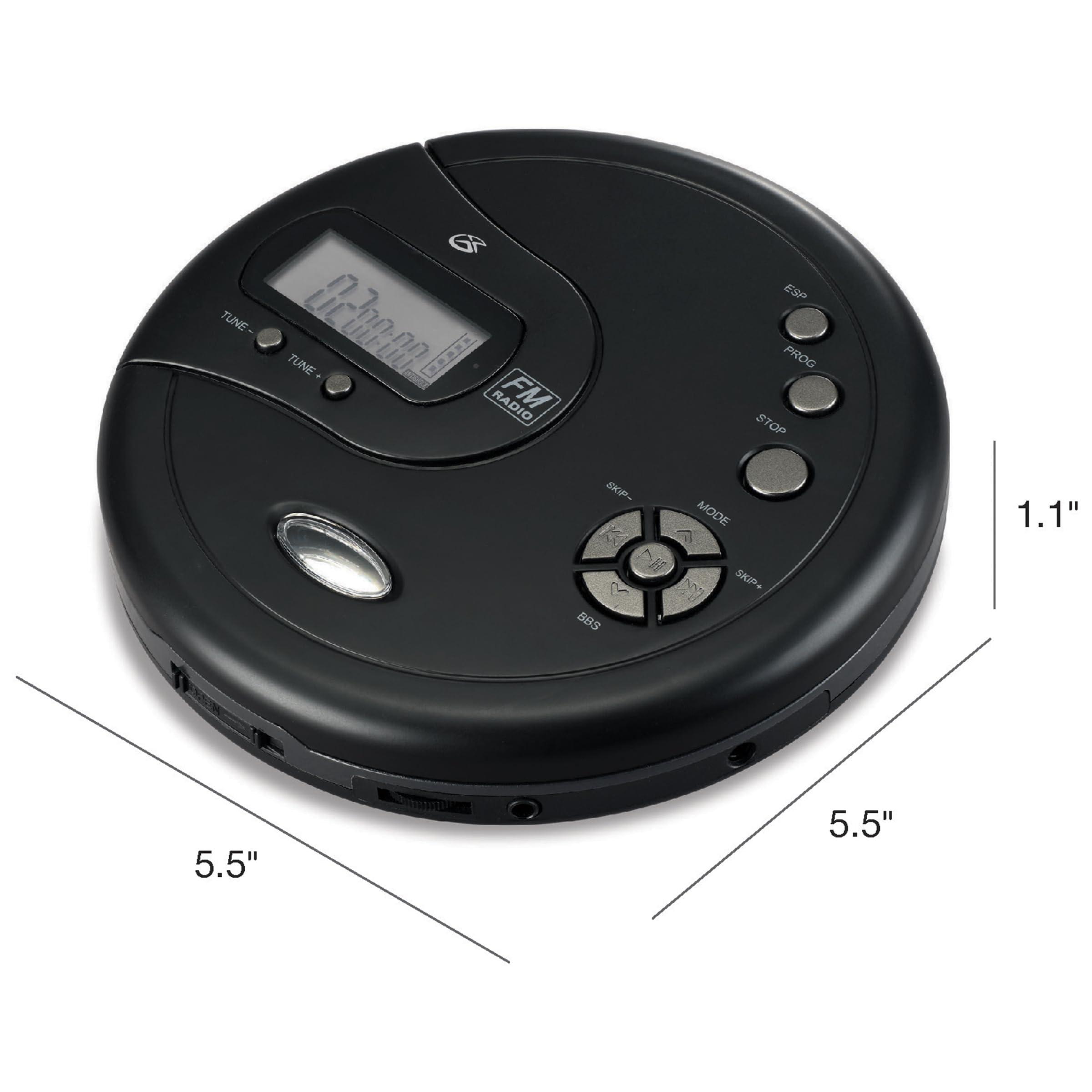 GPX GPX PC332B Portable CD Player with Anti-Skip Protection, FM Radio and Stereo Earbuds - Black