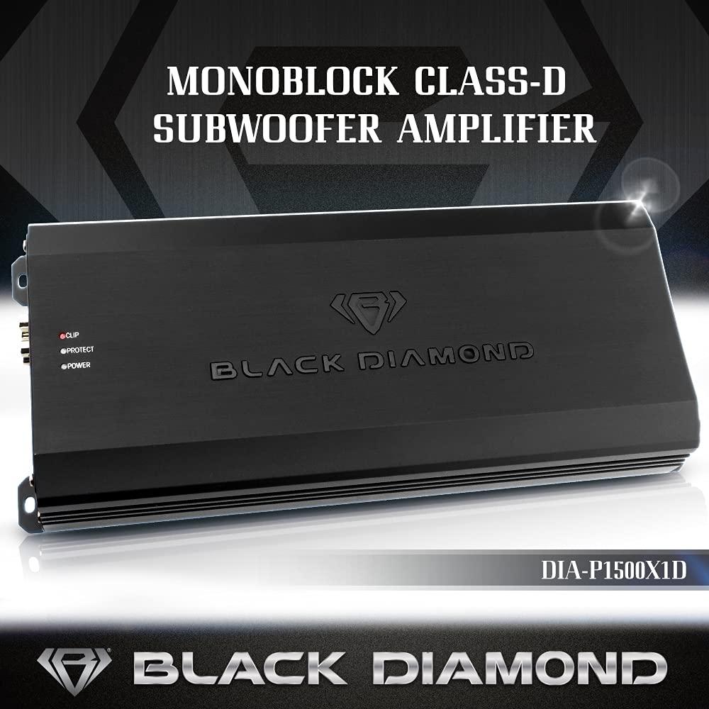 BLACK DIAMOND Black Diamond DIA-P1500x1D Car Audio Amplifier Class D 1 Channel Monoblock Amp 1500 Watts RMS, Remote Level Control Included