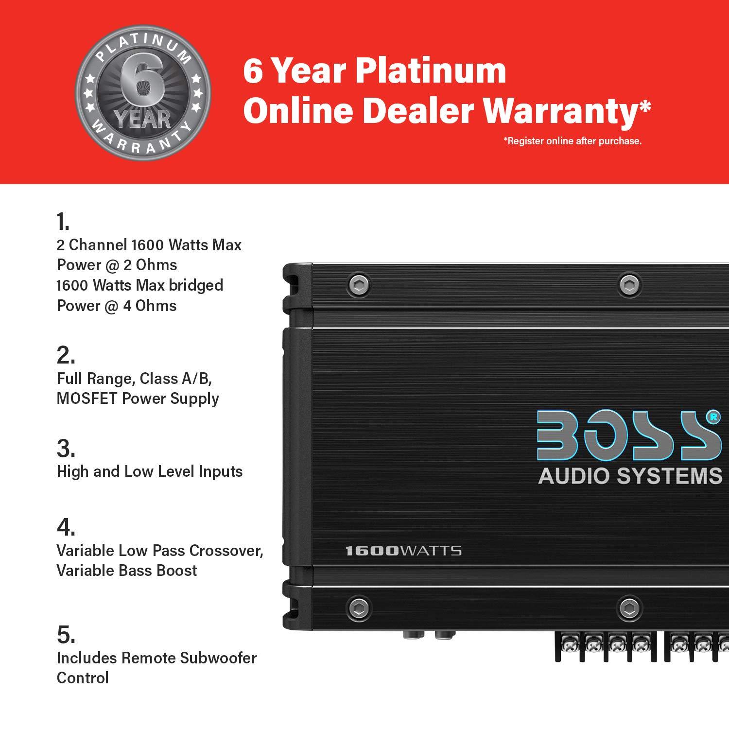 BOSS Audio Systems BOSS Audio Systems OX4.400 4 Channel Class A/B Car Amplifier 1600 High Output, Low/High Level Inputs, Low Pass Crossover, Add Bass to Your Subwoofer