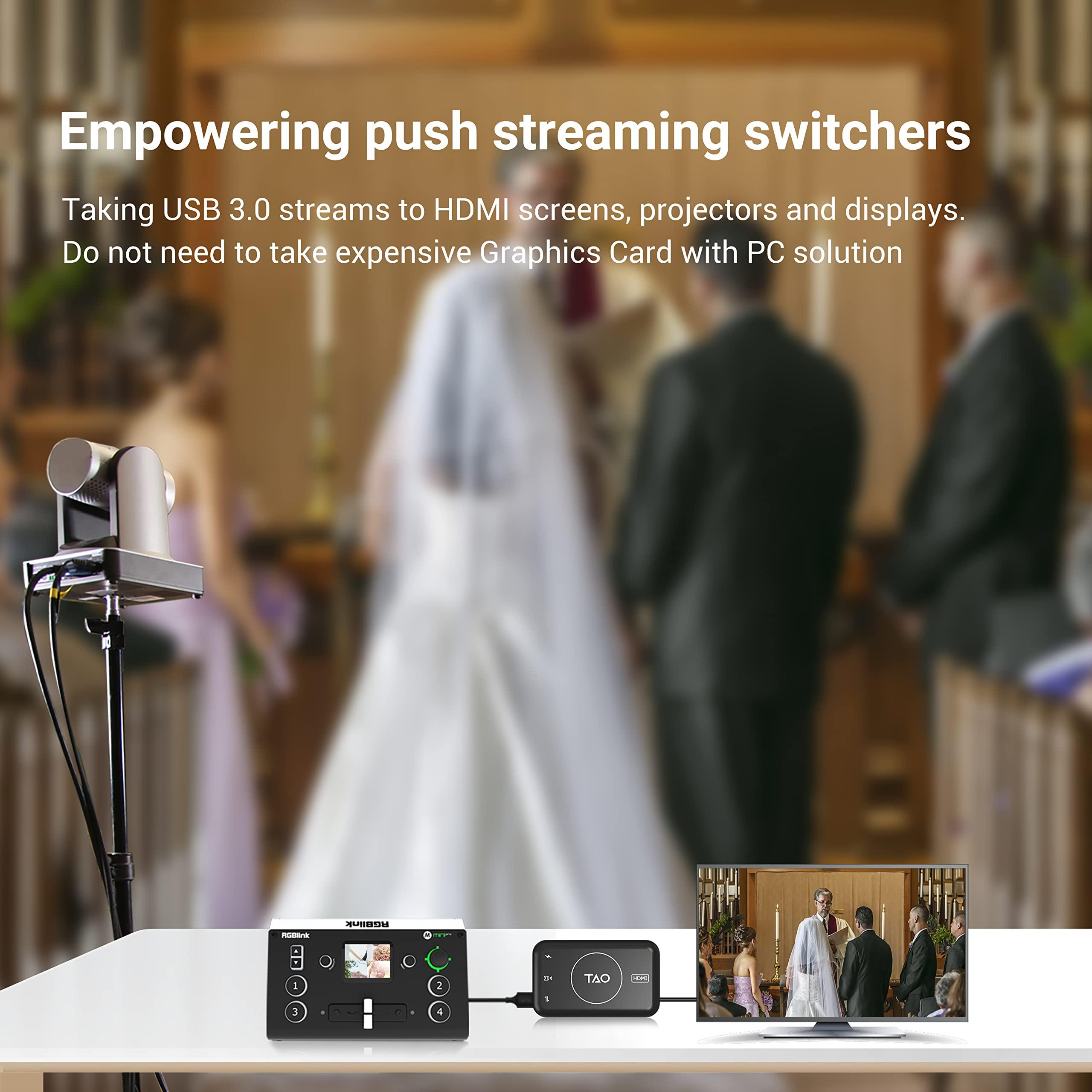 threesheep UVC to HDMI Convertor Turn Your Webcam/Laptop/Tablet into a Powerful Workstation USB C Decoder Compatible with PTZ Camera Main Streaming Switchers Plug and Play Up to 4K 60Hz (No Computer Required)