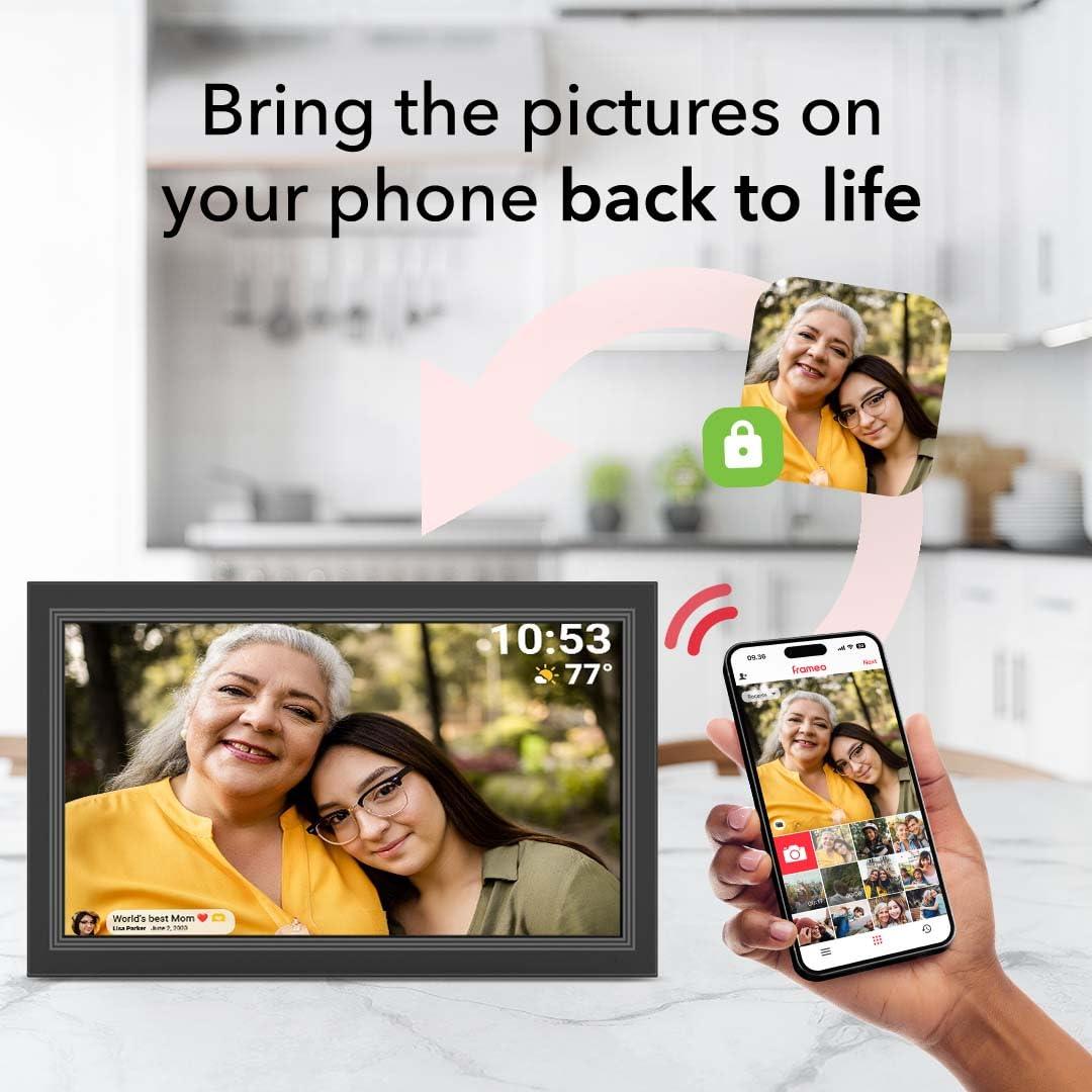 YunQiDeer FRAMEO Digital Picture Frame- 15.6inch Digital Photo Frame with 1920 * 1080 IPS Touch Screen HD Disply,Built-in 32GB Storage,Wall-Mounted,digital Frame Share Photos and Videos via Free App