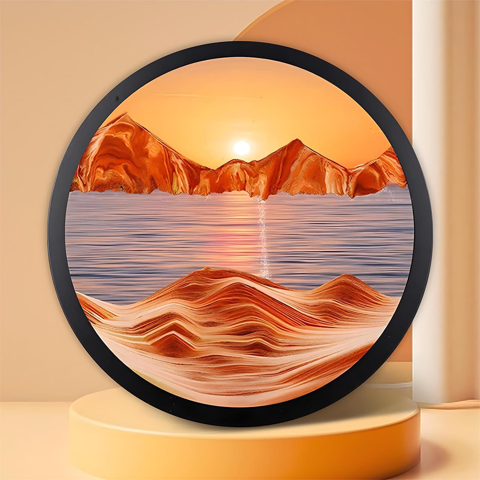 JYBBGO JYBBGO Sand Art, Sand Art Liquid Motion, 360 Rotate Wall Mounted Moving Sand Art Picture Relaxing Mood Peaceful Piece Home Office Work Decor (23.6\'\', orange2)