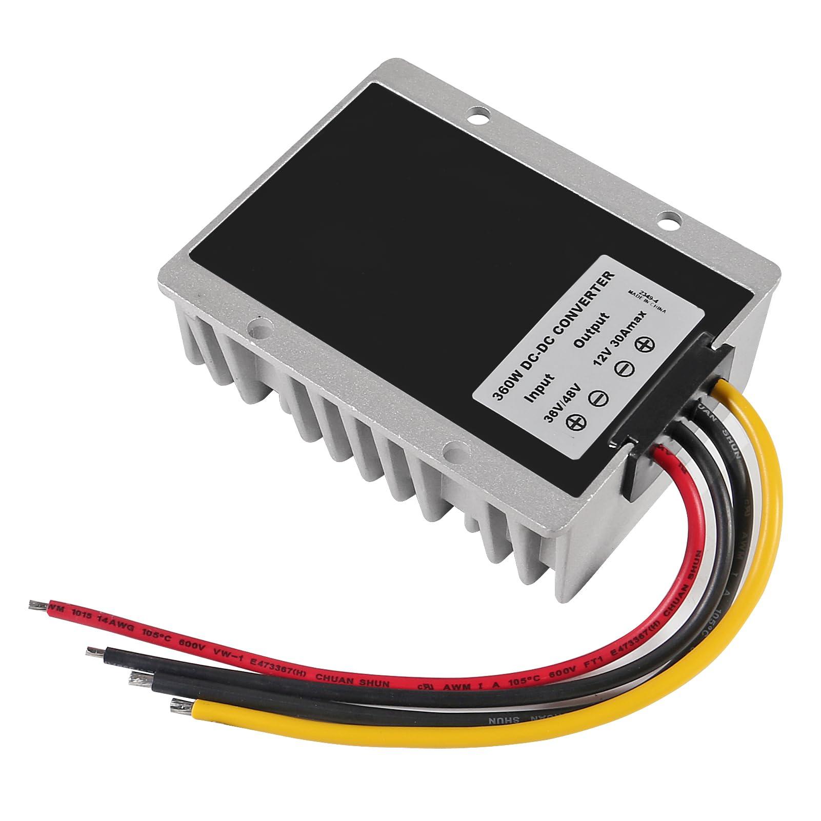 DORHEA DC 36V/48V to 12V Step Down 30A 360W DC to DC Buck Transformer Power Supply Module Buck Converter Regulator Waterproof Voltage Reducer for Golf Cart, Car