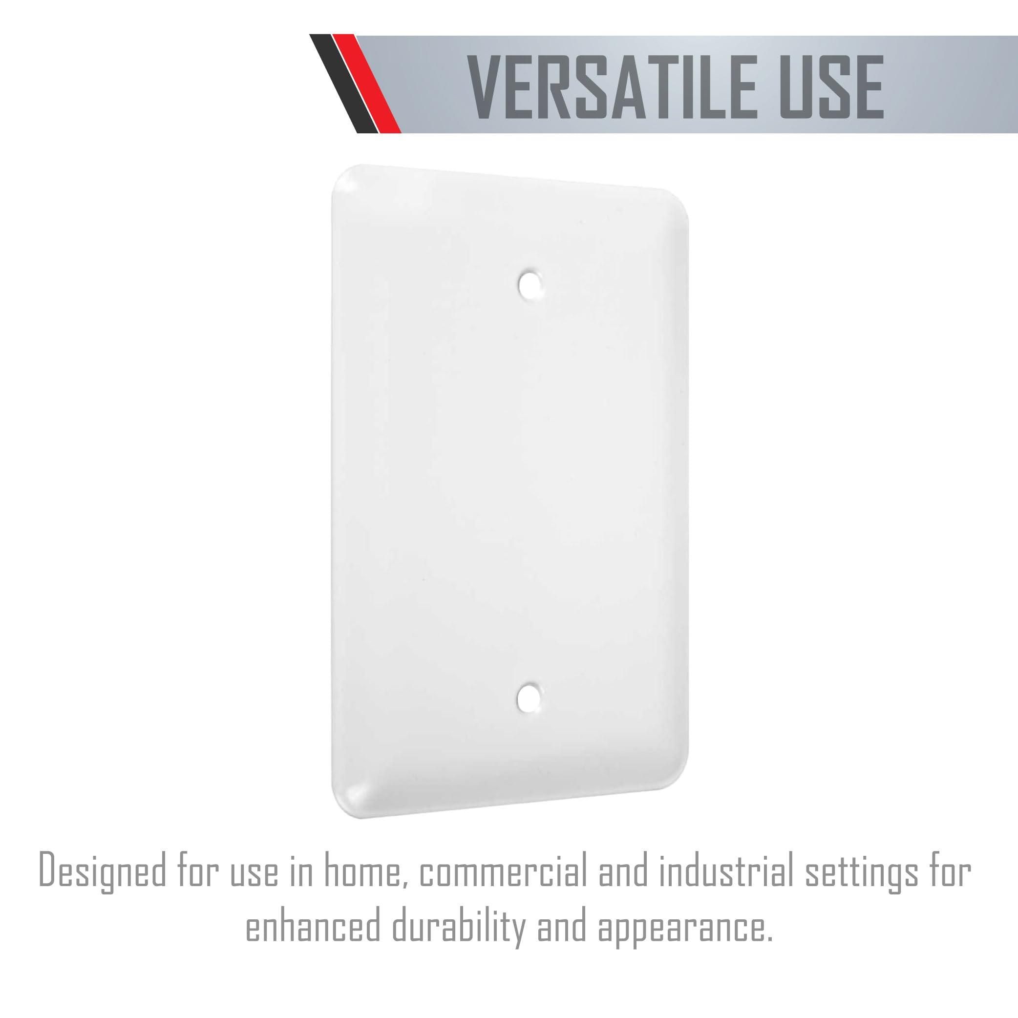 TayMac TayMac WMW-B 1-Gang White Smooth Metal Maxi Blank Wall Plate WMW-B, Outlet Cover Wall Plate with Screws, Electrical Outlet Cover Plate for 1 Device