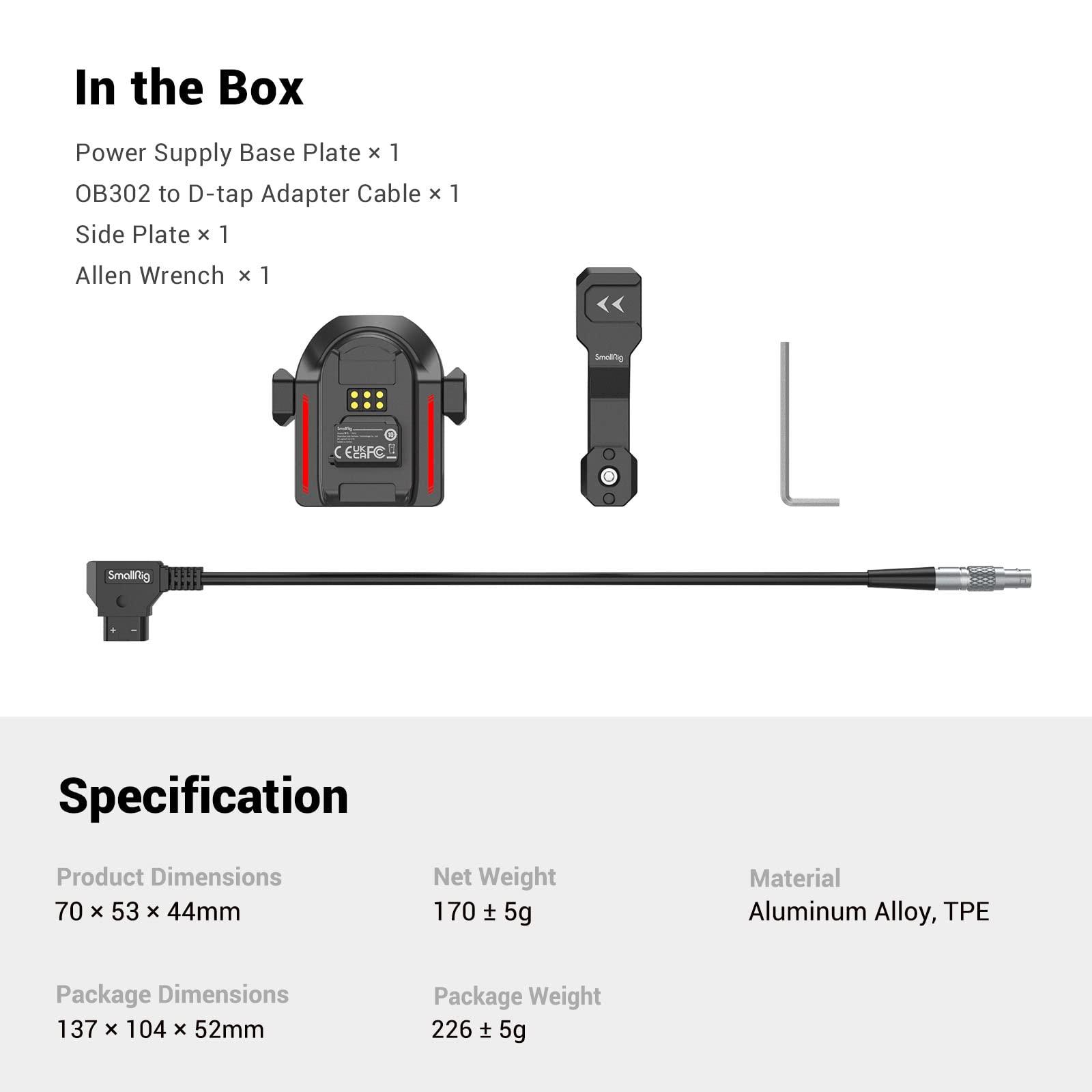 SMALLRIG SMALLRIG Power Supply Base Plate for DJI RS 2 / RS 3 Pro/RS 4 Pro Gimbal, External Power Solution for DJI RS 2 / RS 3 Pro/RS 4 Pro