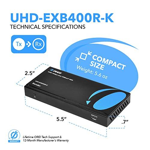 OREI OREI UltraHD HDMI Extender 4K 18G HDBaseT Over Single CAT5e/CAT6 Cable 4K @ 60Hz Upto 230FT with IR Remote 1080P Upto 330 Ft - Power Over Cable - Zero Latency Black