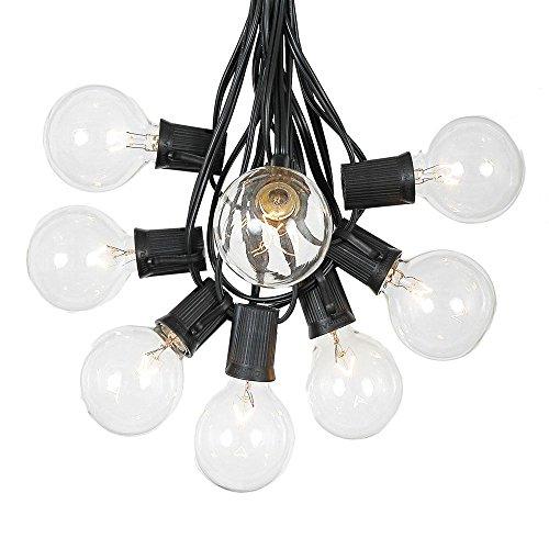Novelty Lights 100 Foot G50 Outdoor Patio String Lights with 125 Clear Globe Bulbs – Indoor Outdoor String Lights – Market Bistro Café Hanging String Lights – C9/E17 Base - Black Wire