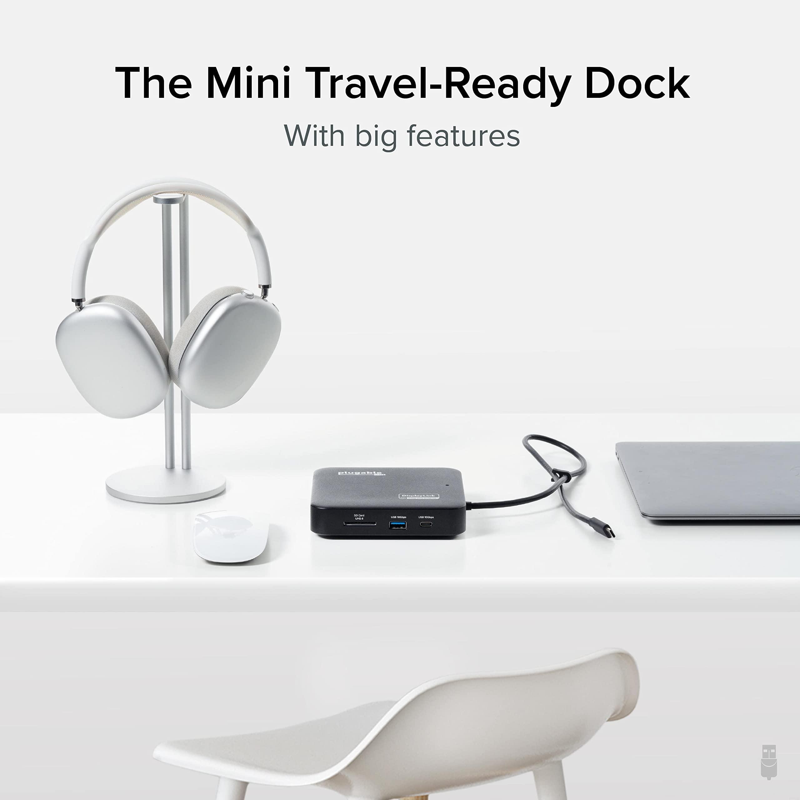 Plugable Plugable 7-in-1 USB-C DisplayLink Dock Dual 4K HDMI (Requires DisplayLink Driver), 100W PD Charging, USB4 & Thunderbolt Compatible, Gigabit Ethernet, USB-A/C, SD Card for Mac & Windows Laptops