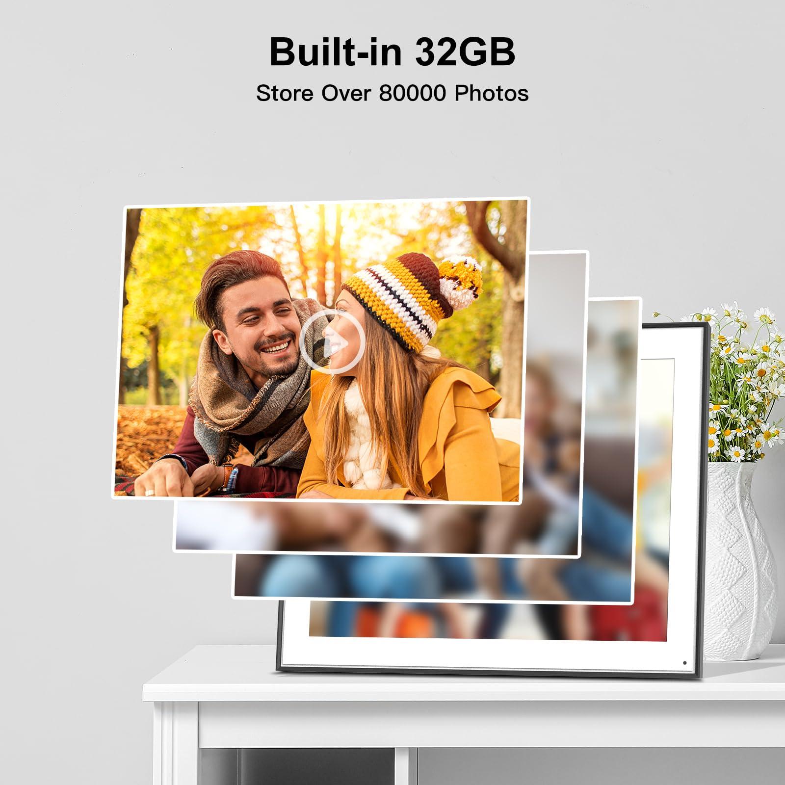 FULLJA Large Digital Photo Frame 17"-Electronic-Picture-Frame - Dual WiFi Digital Picture Frame 32GB, Touch Screen, Full Function, Light Sensor, Share Photo Video via App Email, Free Cloud, Wall Mountable