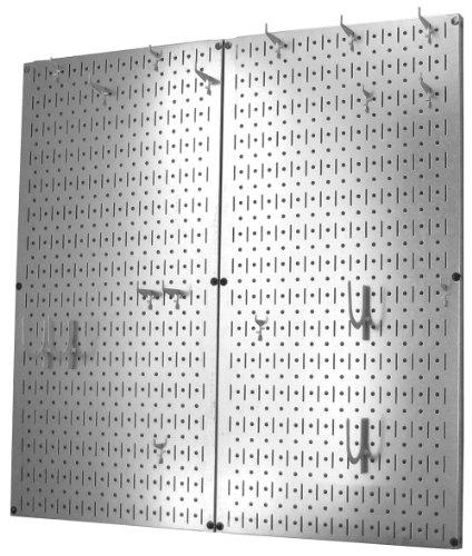 Wall Control Wall Control Kitchen Pegboard Organizer Pots and Pans Pegboard Pack Storage and Organization Kit with Metallic Silver Pegboard and White Accessories