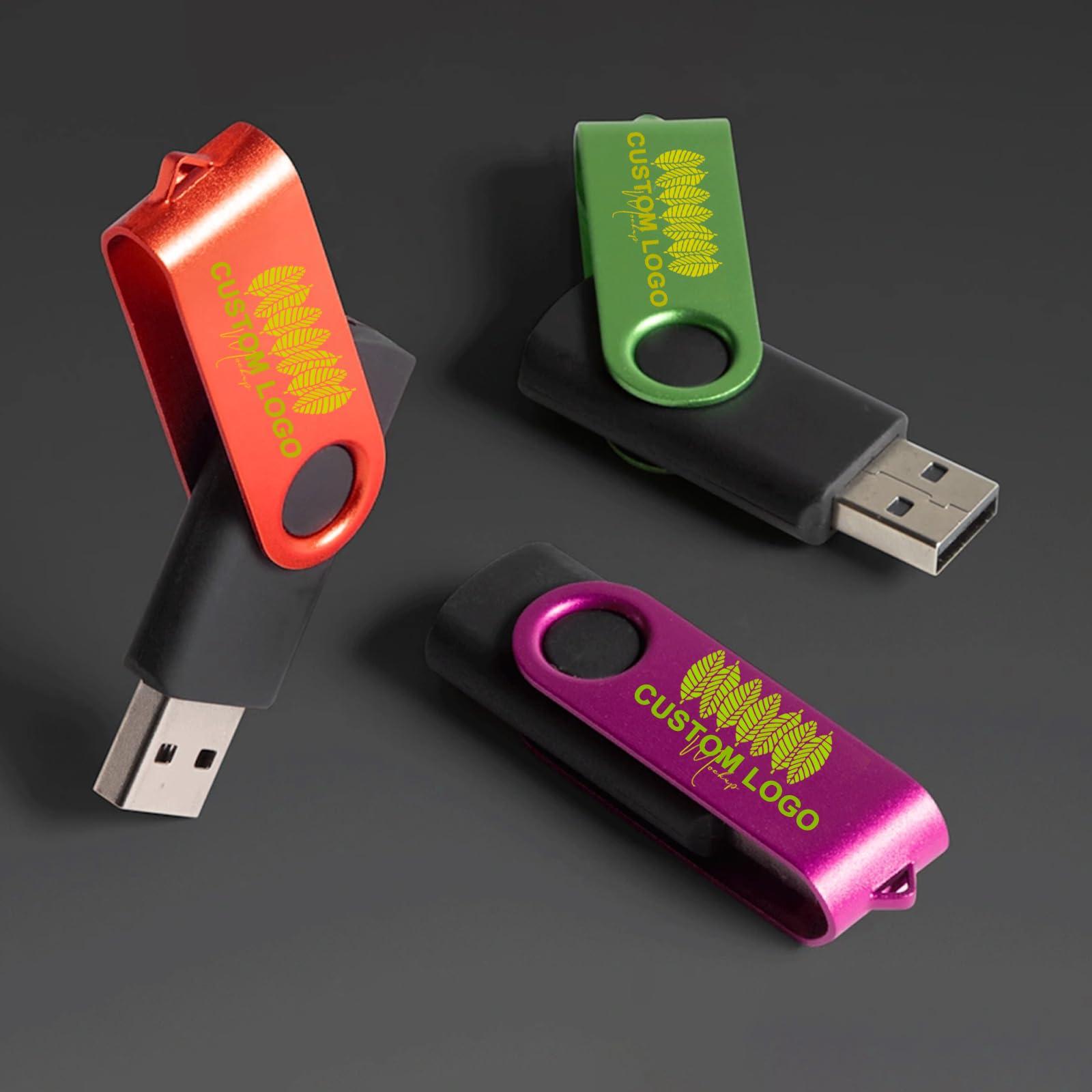 TATMOHIK Custom USB Flash Drive 32GB 50 Pack Promotional Product Customized USB Thumb Drive,Customizable USB Drive Personalized with Your Logo Bulk USB 2.0 Personalized USB Stick 50pcs Multiple Color Choice