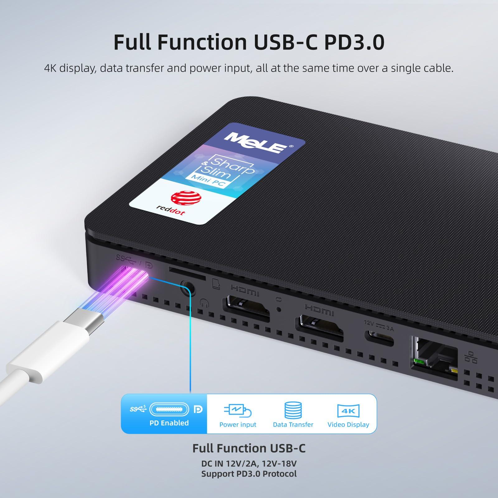 MeLE MeLE Overclock4C Mini PC, 12th Alder Lake-N100(up to 3.4GHz,4C/4T), 16GB DDR4 512GB Micro Desktop Computer, 4K Triple Display, All-in-one USB-C, USB3.2/WiFi/BT/Ethernet on Business Home Office