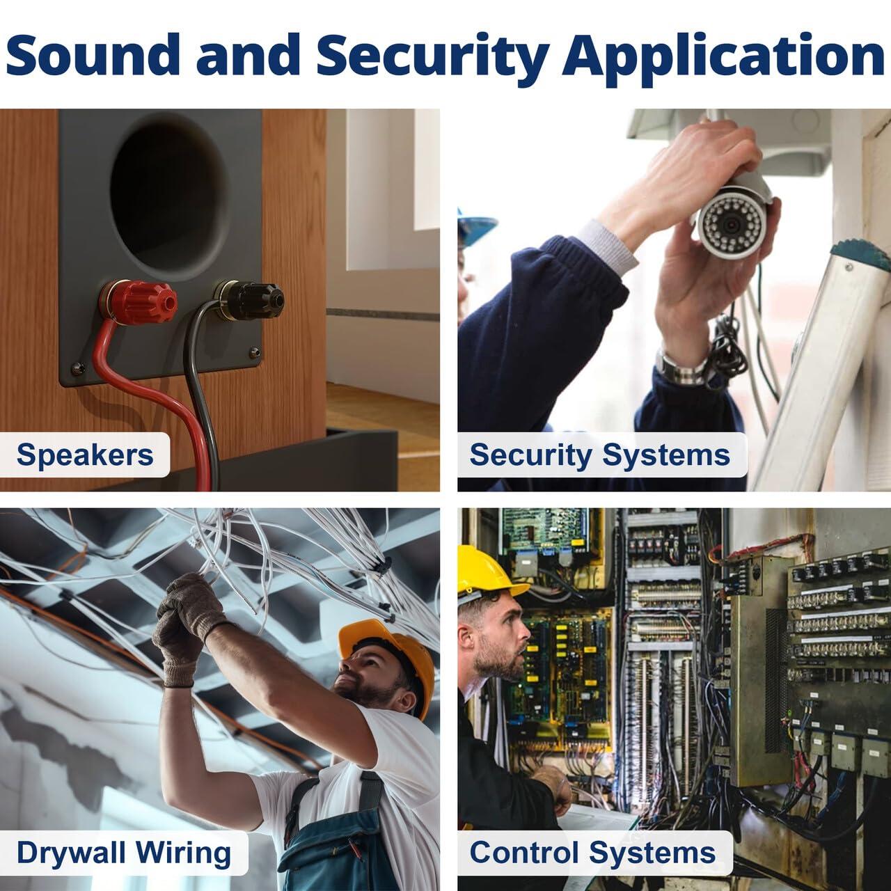 Custom Cable Connection Custom Cable Connection 16 AWG 2 Conductor Stranded Shielded Plenum Cable White CL3P Jacket for Security/Alarm/Access Control/Sound - 100 Foot Roll in a bag