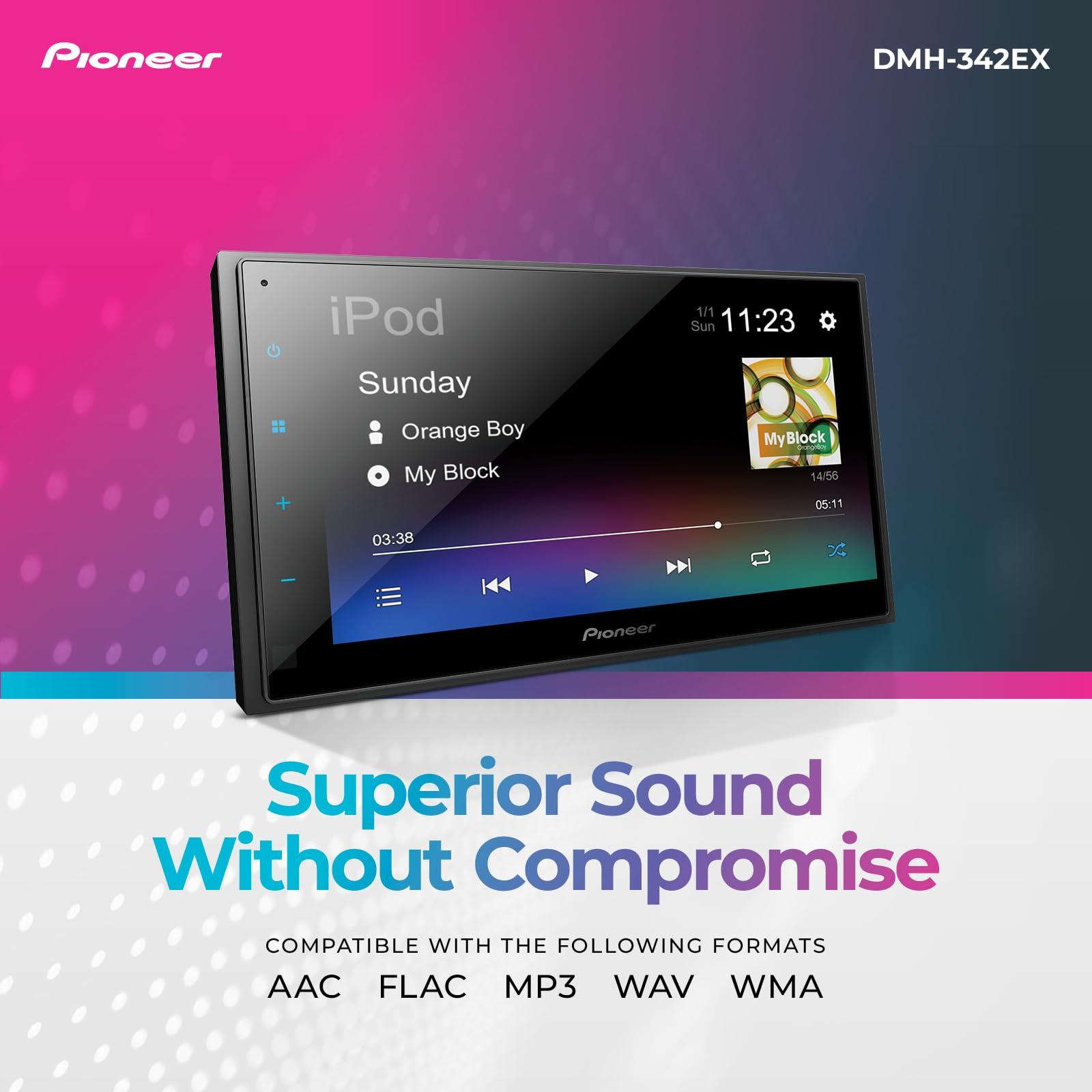 Pioneer Pioneer DMH-342EX Digital Multimedia Receiver with Weblink, 6.8 Capacitive Touchscreen, Double-DIN, Built-in Bluetooth, Amazon Alexa via App, Backup Camera Compatible